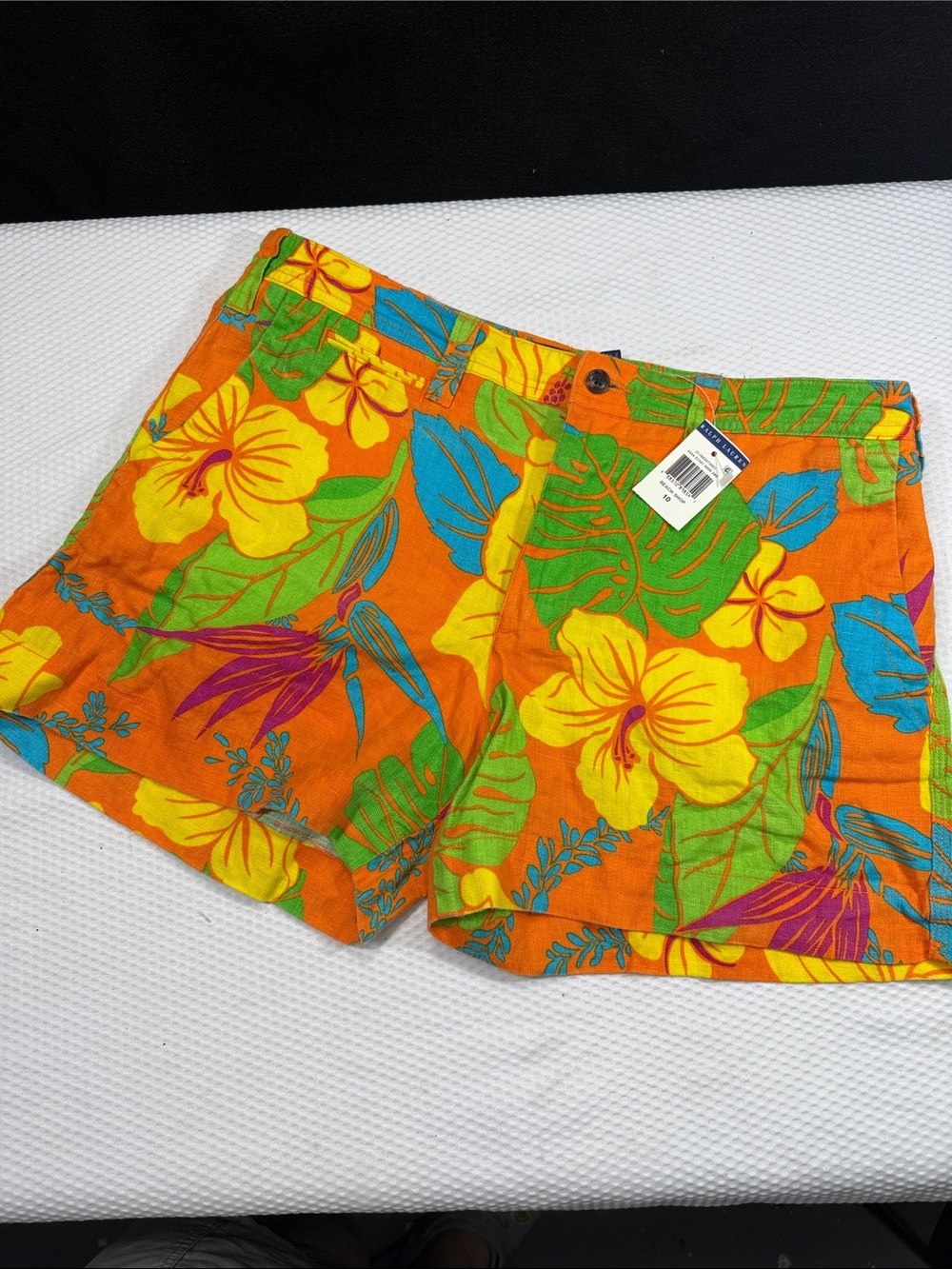 Polo Ralph Lauren Orange Tropical Floral Shorts Beach Shop Size 10 5” Length